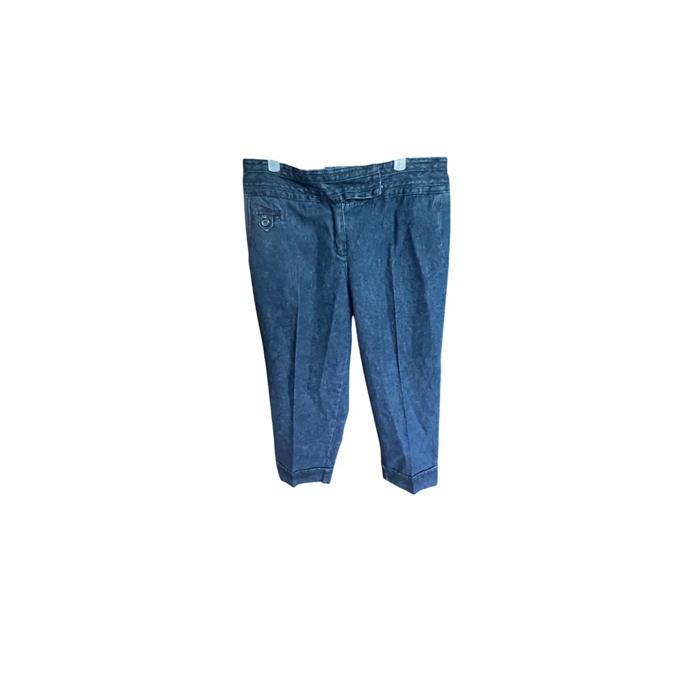 DFA New York Womens Dark Wash 100% Cotton Cuffed Cropped Denim Pants Size 8